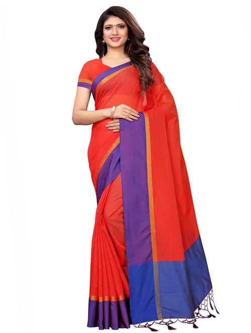 color block bordered saree with blouse - 16059560 - Very Small Image - 1