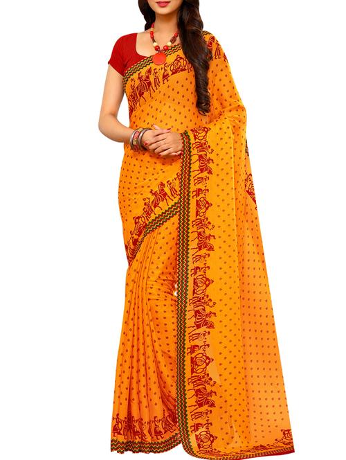 conversational printed saree with blouse - 16059595 - Very Small Image - 1
