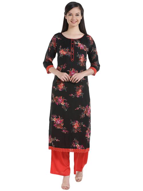 floral straight kurta - 16059746 - Very Small Image - 1