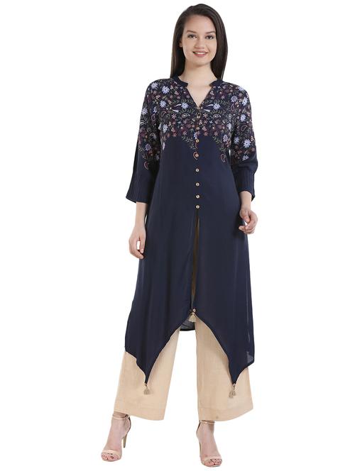 floral asymmetric kurta - 16059756 - Very Small Image - 1
