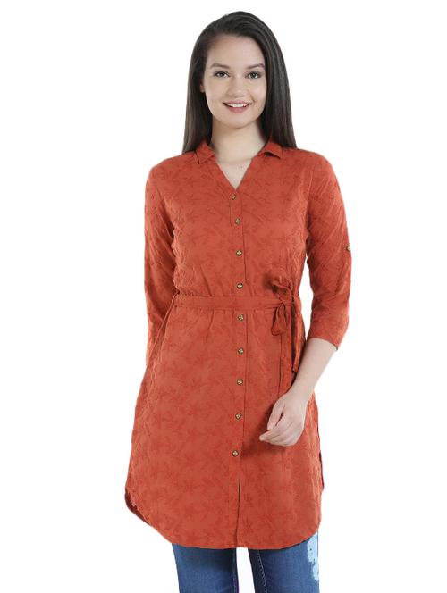 tie up embroidered shirt tunic - 16059770 - Very Small Image - 1