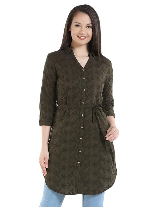 tie up embroidered shirt tunic - 16059772 - Very Small Image - 1