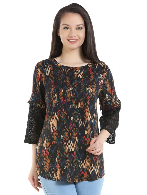 lace panel ikat print tunic - 16059781 - Very Small Image - 1