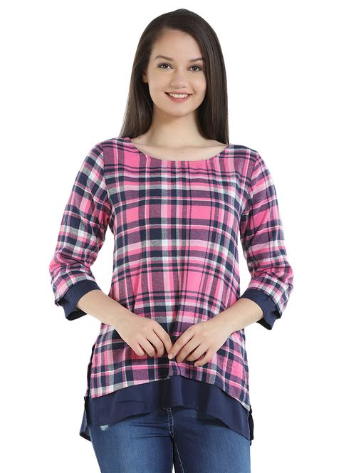 contrast panel checkered tunic - 16059785 - Very Small Image - 1