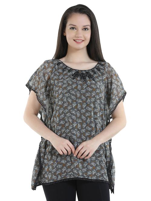 lace trim paisley kaftan top - 16059787 - Very Small Image - 1