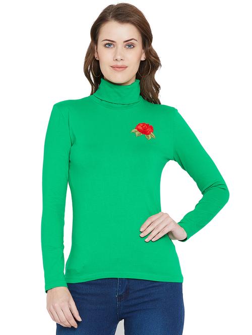 turtle neck floral patch top - 16059836 - Very Small Image - 1
