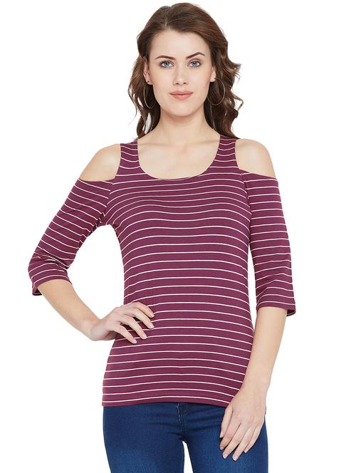 cold shoulder striped top - 16059902 - Very Small Image - 1