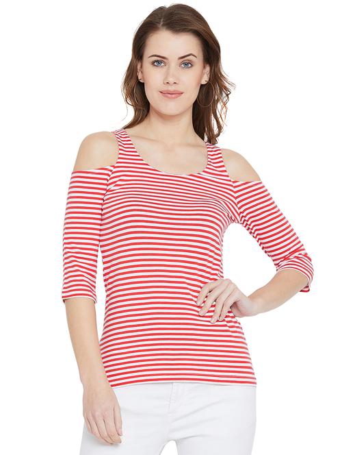 cold shoulder striped top - 16059907 - Very Small Image - 1