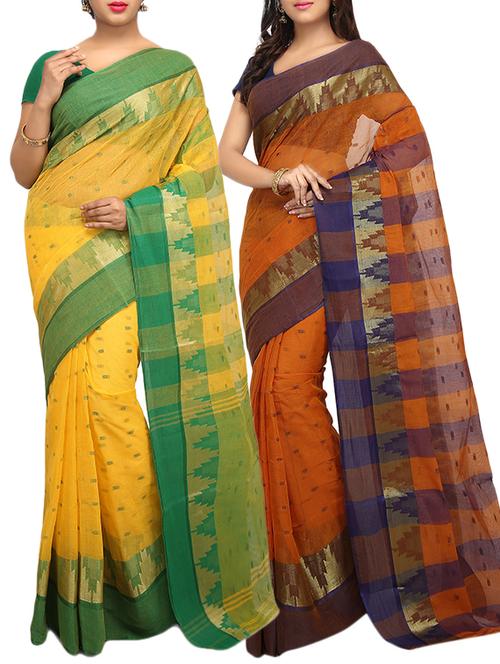 set of 2 multicolor tant saree combo - 16060219 - Very Small Image - 1