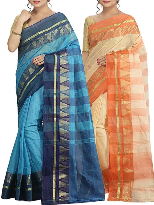 set of 2 multicolor tant saree combo - 16060281 - Very Small Image - 1