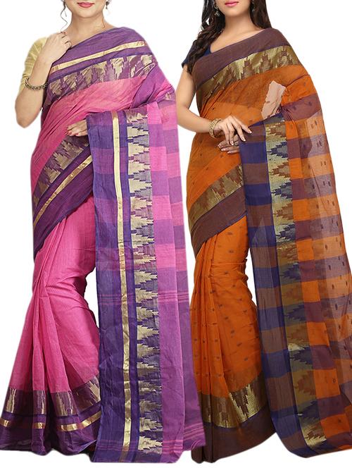 set of 2 multicolor tant saree combo - 16060345 - Very Small Image - 1