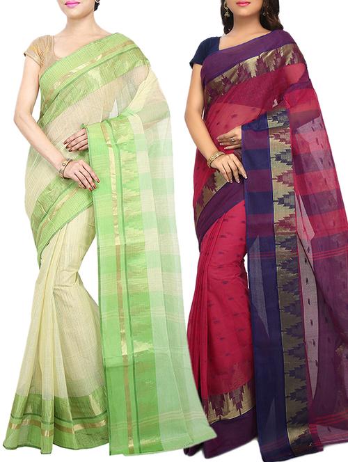 set of 2 multicolor tant saree combo - 16060457 - Very Small Image - 1