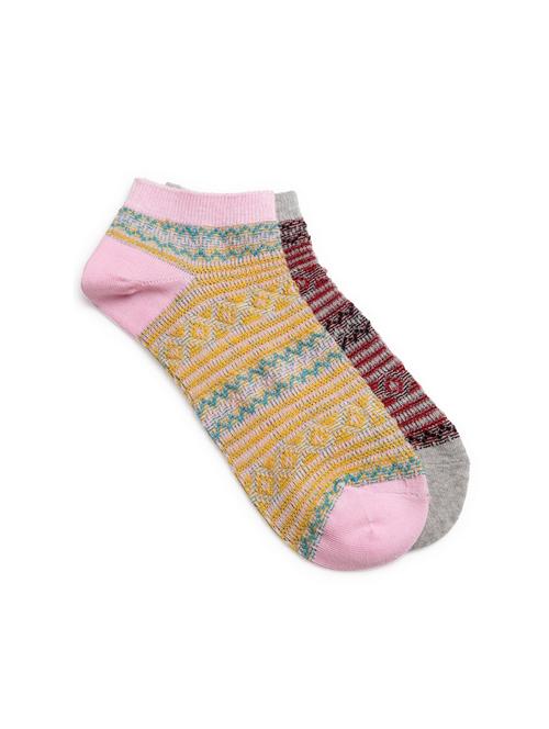 pairs of 2 multi colored cotton ankle length sock - 16061209 - Very Small Image - 1