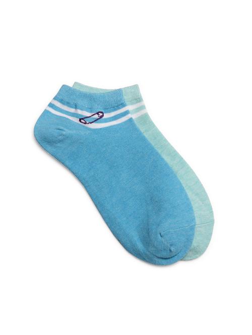 pairs of 2 multi colored cotton ankle length sock - 16061231 - Very Small Image - 1