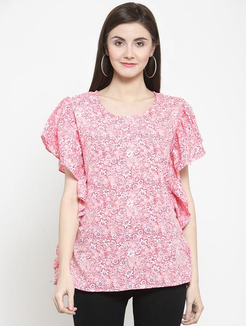 ruffle detail floral top - 16061579 - Very Small Image - 1
