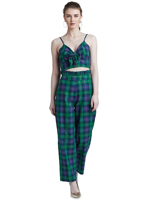 checkered crop top & trouser set - 16061925 - Very Small Image - 1
