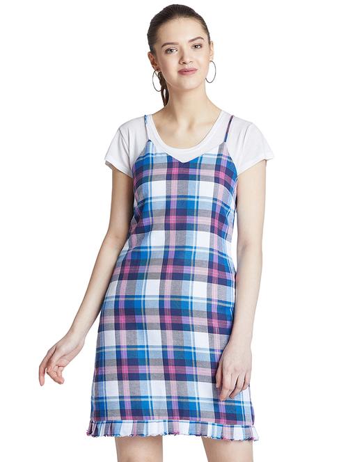 checkered pinafore dress - 16061977 - Very Small Image - 1