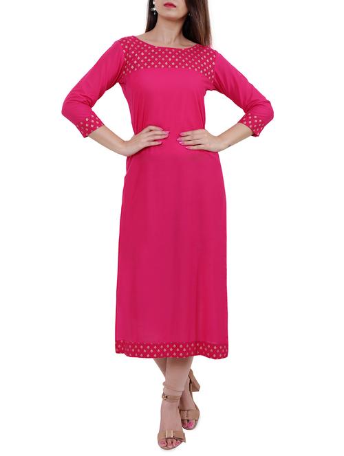 foil printed straight kurta - 16061979 - Very Small Image - 1