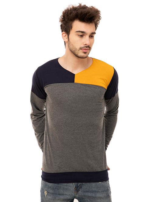 grey color block t-shirt - 16062614 - Very Small Image - 1