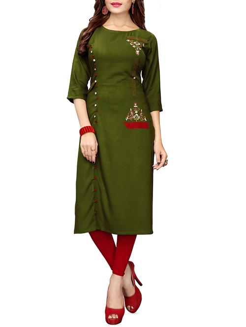 embroidered straight kurta - 16062628 - Very Small Image - 1
