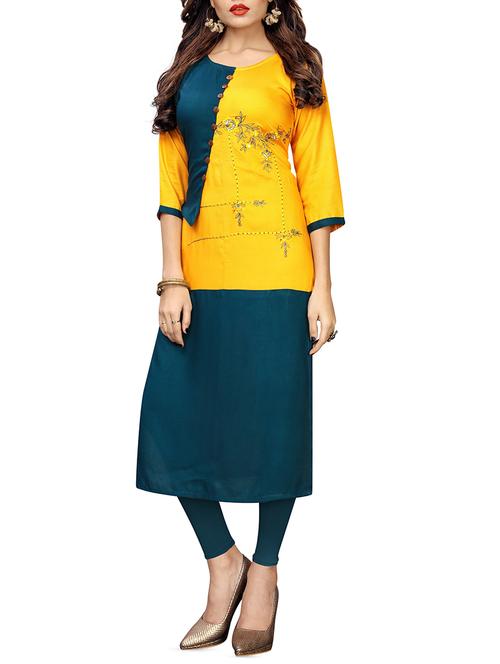 embroidered straight kurta - 16062632 - Very Small Image - 1