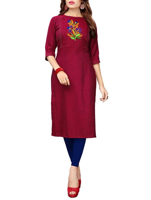 embroidered straight kurta - 16062636 - Very Small Image - 1