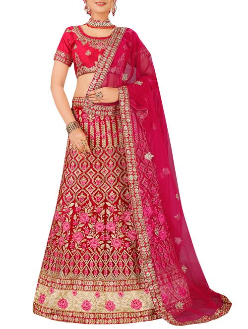 floral embroidered a-line lehenga - 16063314 - Very Small Image - 1