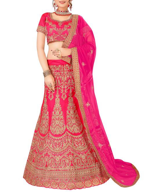 gold embroidered a-line lehenga - 16063316 - Very Small Image - 1