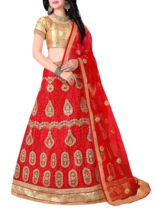 embroidered a-line lehenga - 16063341 - Very Small Image - 1