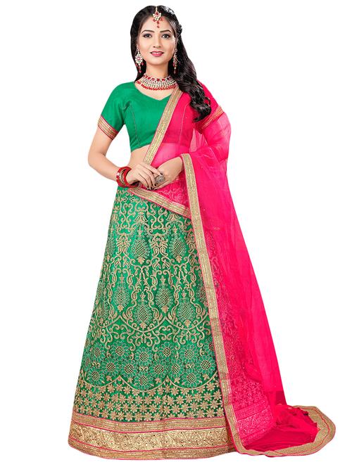 embroidered a-line lehenga - 16063345 - Very Small Image - 1