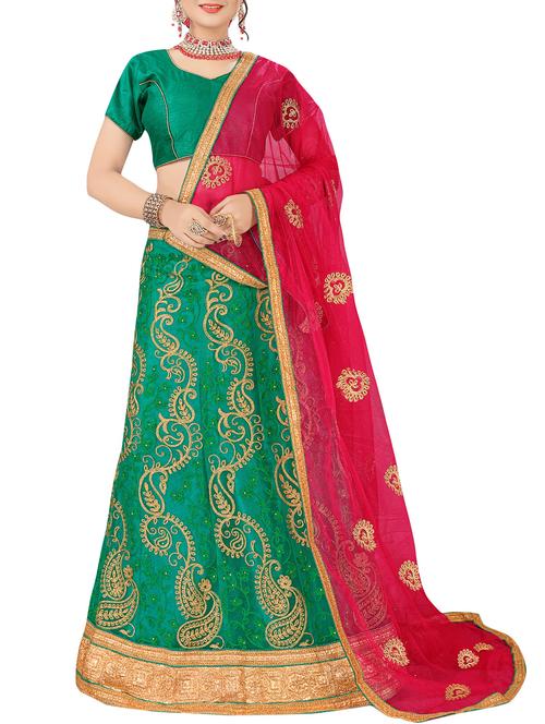 embroidered a-line lehenga - 16063354 - Very Small Image - 1