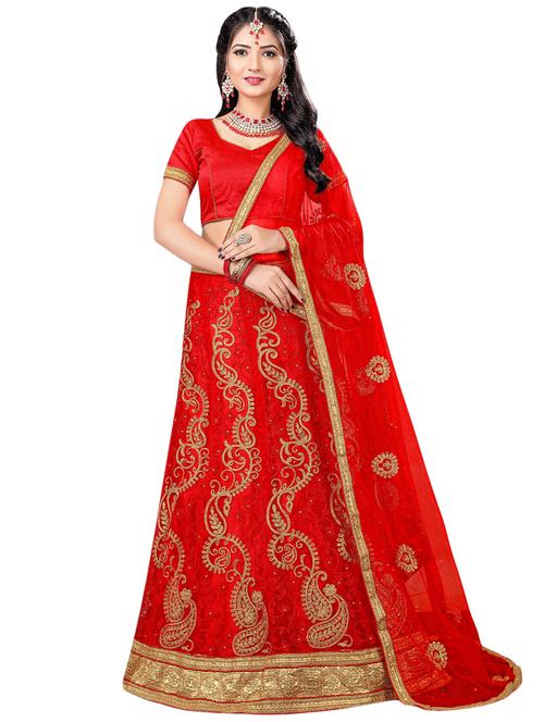 embroidered a-line lehenga - 16063356 - Very Small Image - 1