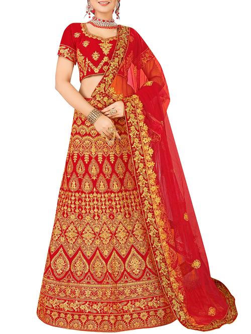 embroidered a-line lehenga - 16063360 - Very Small Image - 1