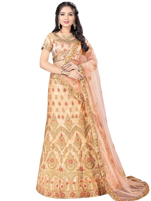 embroidered a-line lehenga - 16063362 - Very Small Image - 1