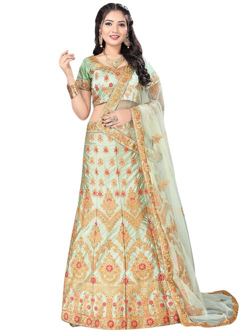 embroidered a-line lehenga - 16063364 - Very Small Image - 1