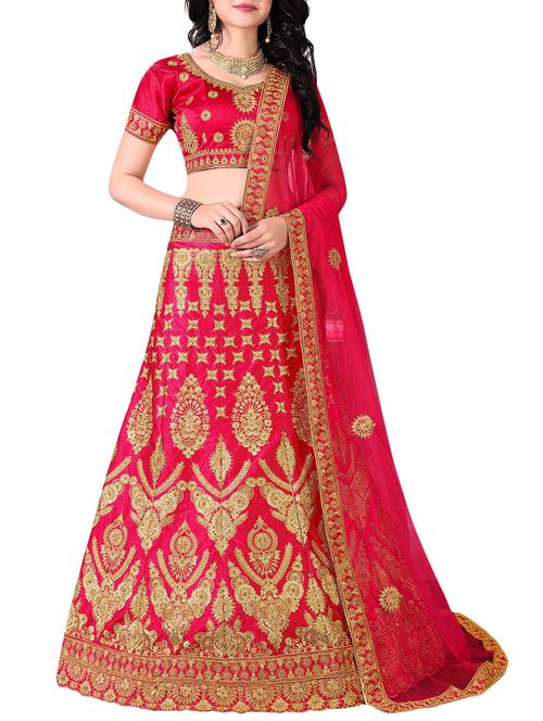embroidered a-line lehenga - 16063371 - Very Small Image - 1