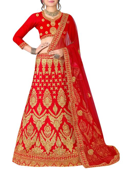 embroidered a-line lehenga - 16063373 - Very Small Image - 1