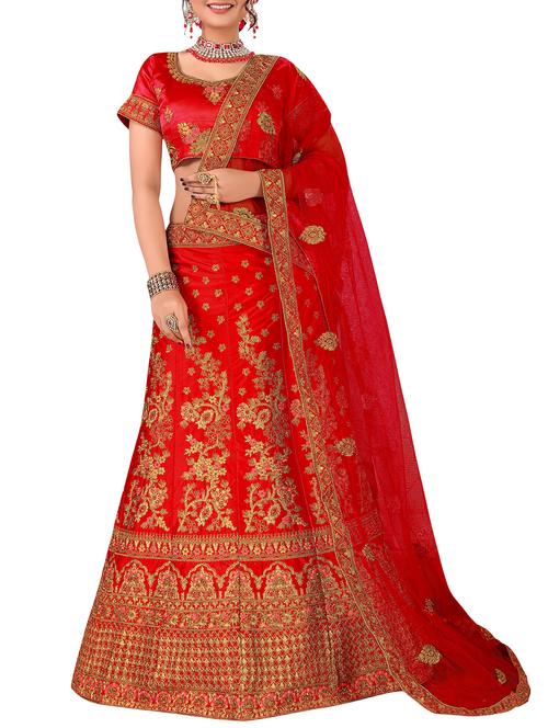 embroidered a-line lehenga - 16063378 - Very Small Image - 1
