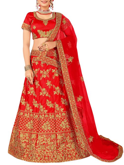 embroidered a-line lehenga - 16063381 - Very Small Image - 1