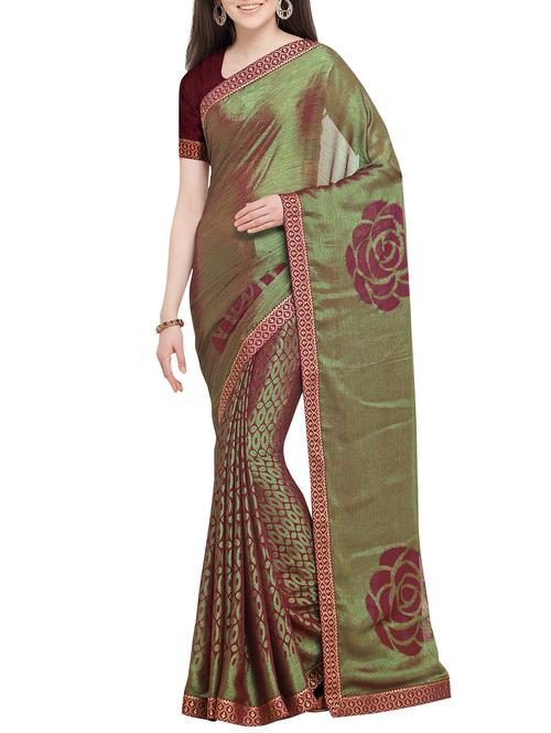 floral printed saree with blouse - 16063485 - Very Small Image - 1