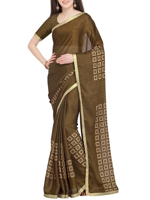 geometric printed saree with blouse - 16063495 - Very Small Image - 1