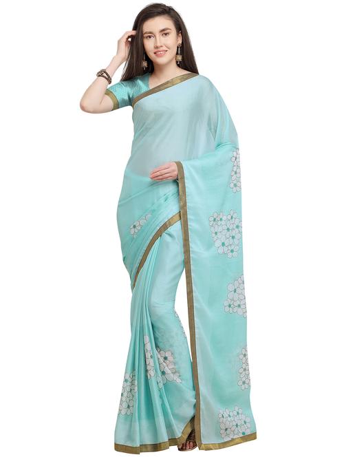floral printed saree with blouse - 16063501 - Very Small Image - 1