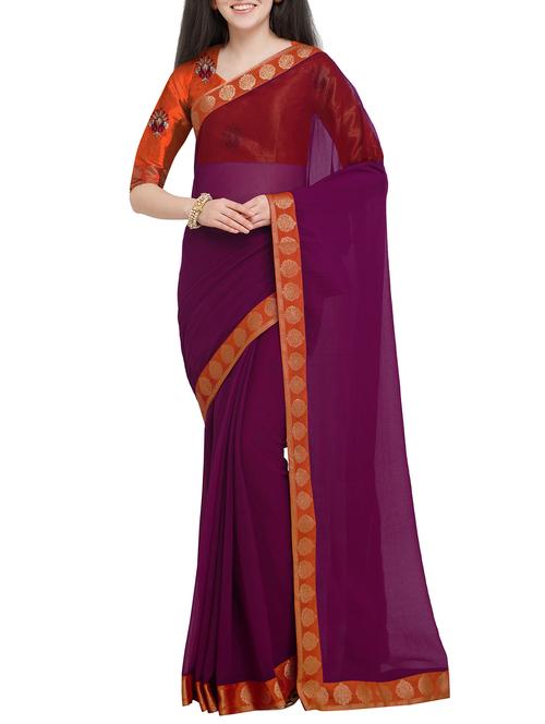 zari lace border saree with blouse - 16063523 - Very Small Image - 1