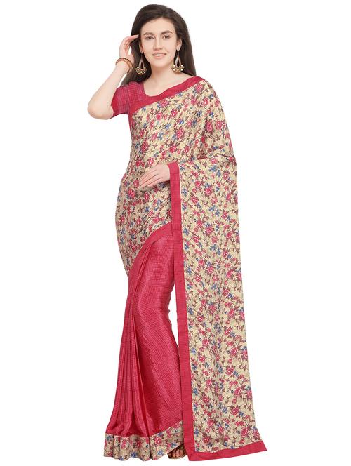 floral half & half saree with blouse - 16063540 - Very Small Image - 1