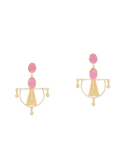 pink metal drop earring - 16063564 - Very Small Image - 1