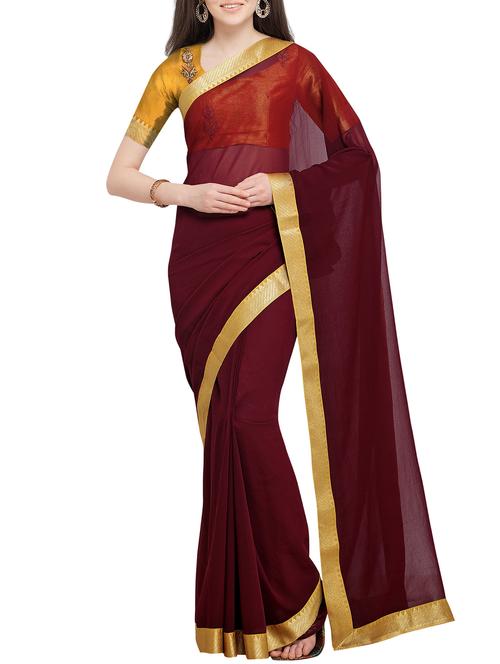 zari lace border saree with blouse - 16063673 - Very Small Image - 1