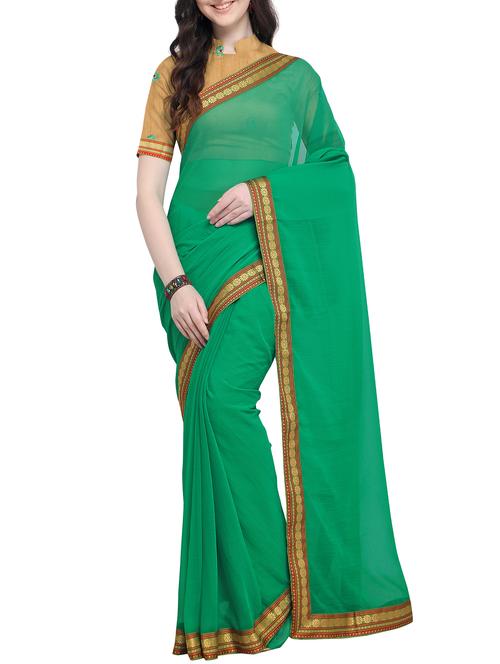 floral lace border saree with blouse - 16063715 - Very Small Image - 1