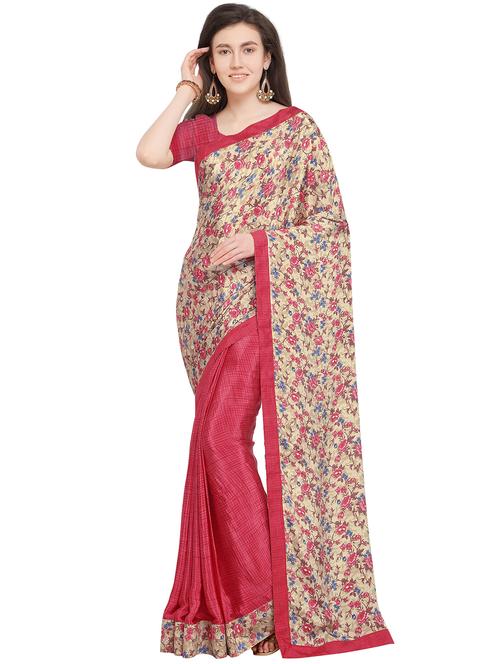 floral half & half saree with blouse - 16063735 - Very Small Image - 1