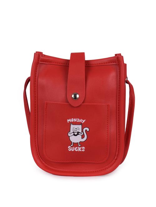 red leatherette (pu) sling bag - 16063939 - Very Small Image - 1