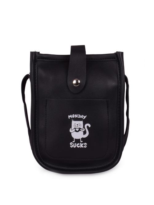 black leatherette (pu) sling bag - 16063943 - Very Small Image - 1